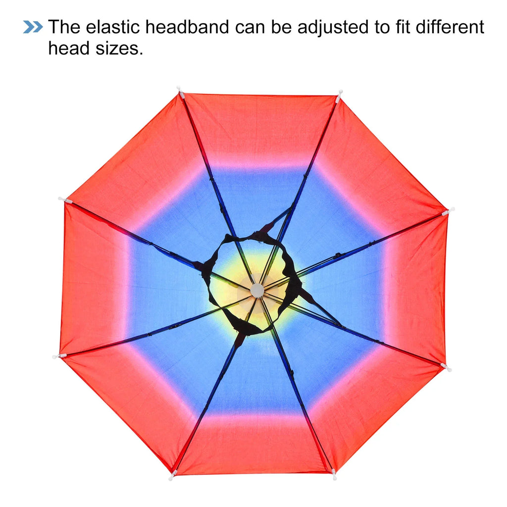 Color Hat Folding Umbrella Umbrella Uxcell 20" Rainbow Pack Fishing Head Rain 4 Sun Cap
