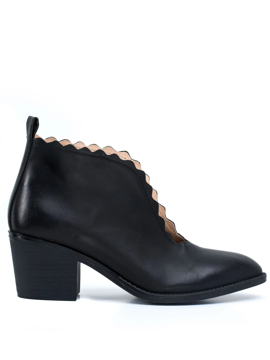 Heel Maris Comfort Shootie Almond V G.C. Womens Scalloped Heel Slip Cutout Pull 9 On SHOES Black Tab Toe Block