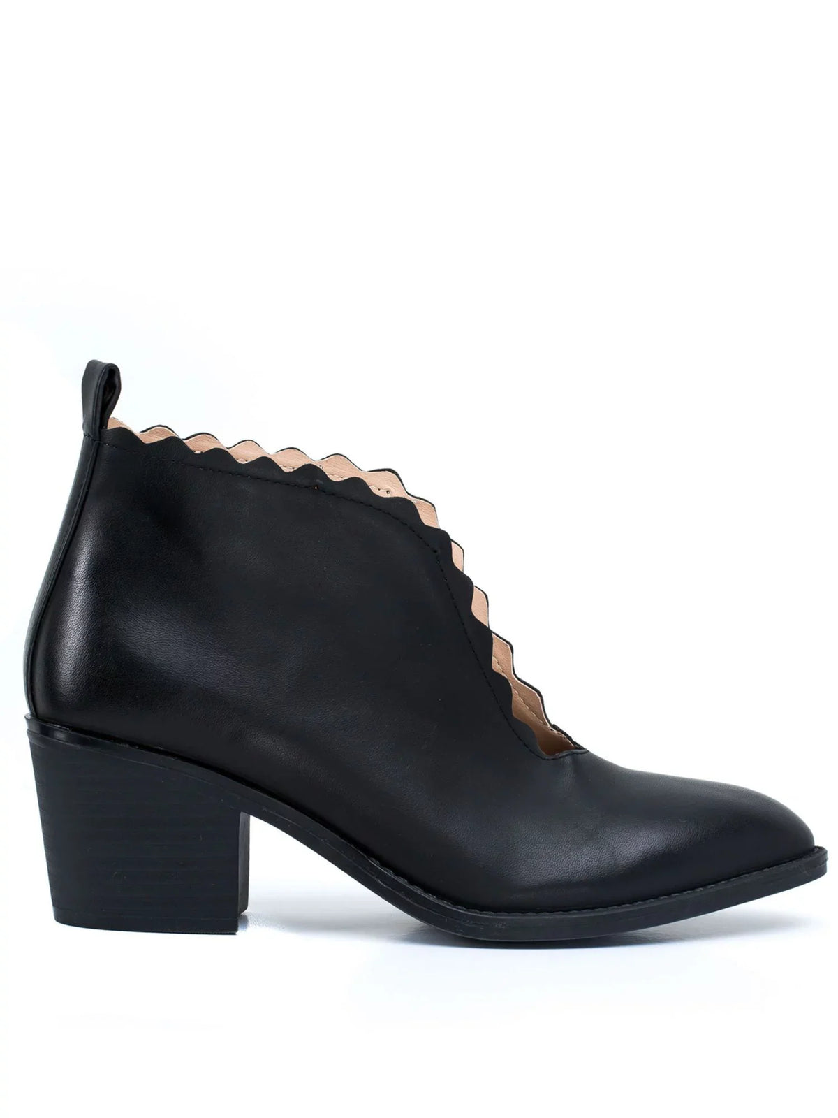 Heel Maris Comfort Shootie Almond V G.C. Womens Scalloped Heel Slip Cutout Pull 9 On SHOES Black Tab Toe Block