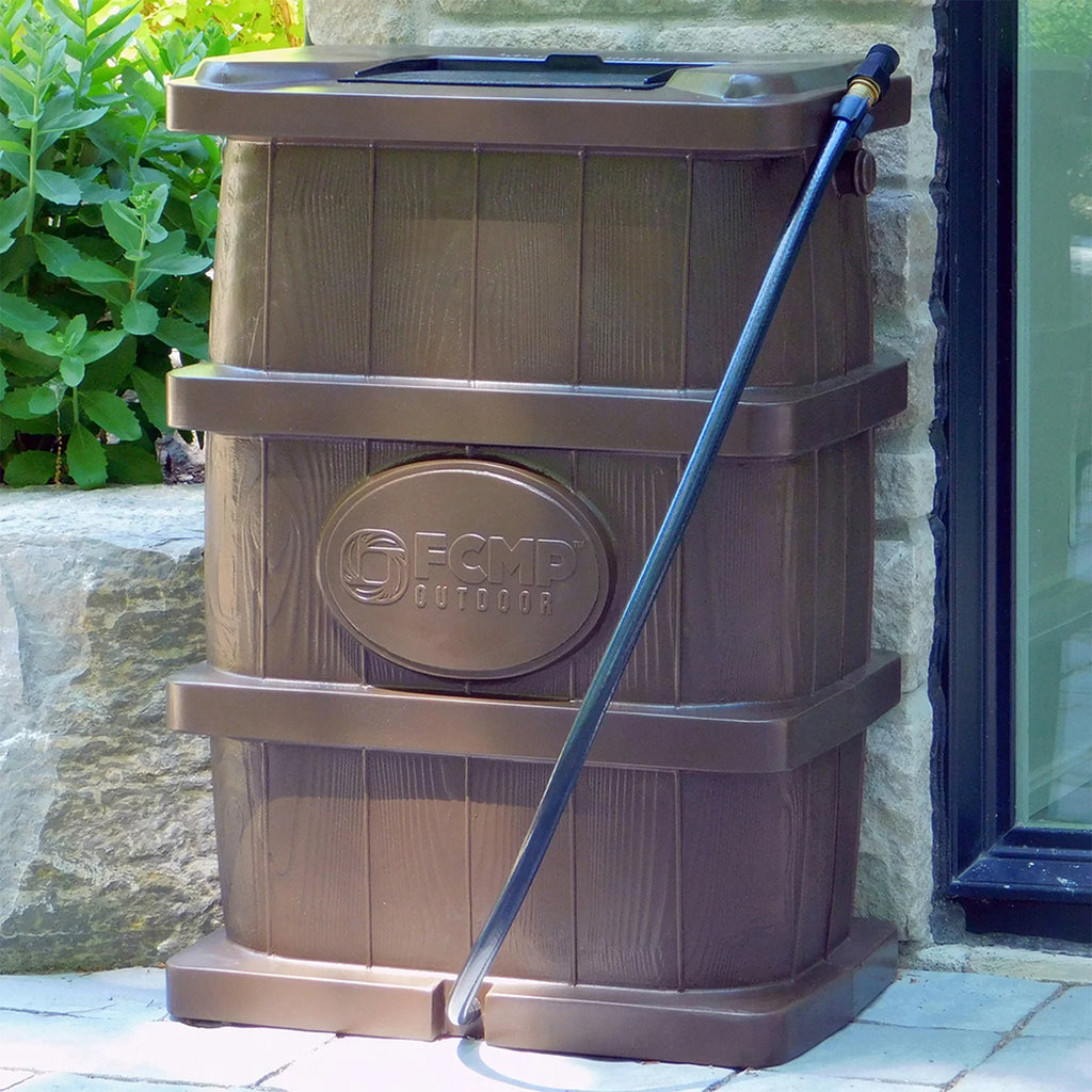 Outdoor Grain WG4000-GRY Rain Water Home Catcher Outdoor FCMP Wood Barrel