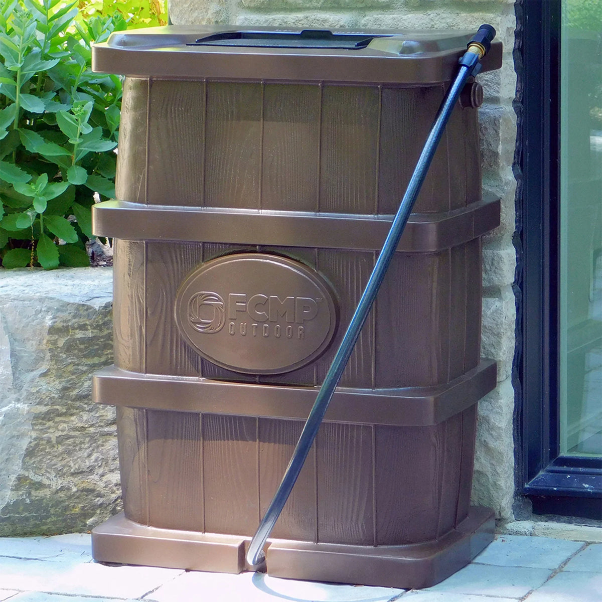 Outdoor Grain WG4000-GRY Rain Water Home Catcher Outdoor FCMP Wood Barrel