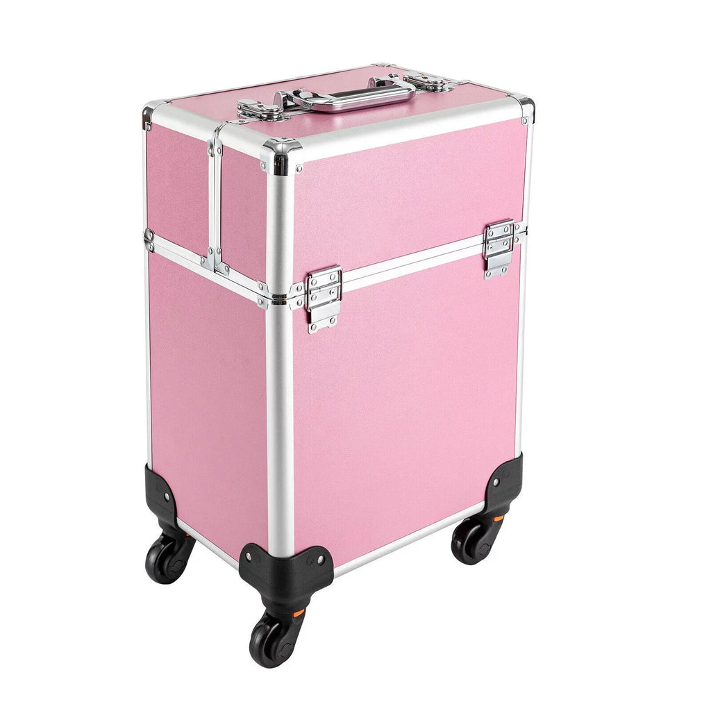 Storage Adjustable Cosmetic Travel Beauty Case for Case Professional Care Barber Miumaeov Train Salon Organizer Case Large Personal Rolling Dividers Cosmetic Makeup Trolley