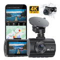 WDR, LCD G-Sensor,Black WiFi Night Mode, 2" Dashcam Dash 4K Screen, Dash with Car Wide Angle, and Rear, Vision,Parking Camera, Front 170° Cam GPS,4K+1080P