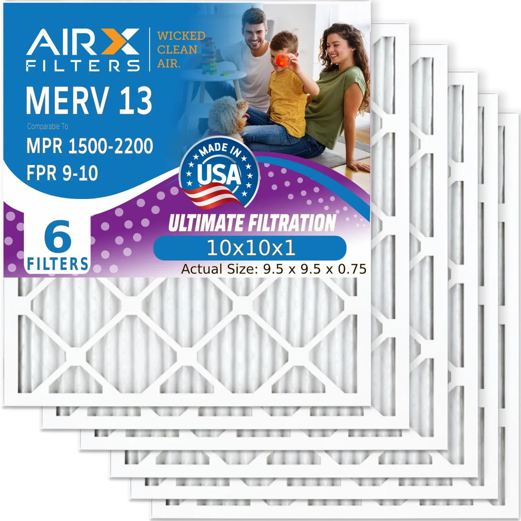 AC by 9 WICKED MPR Pack Premium to Made 10x10x1 10x10x1 2200 - & Filters Pleated Comparable AIRX 13 Air CLEAN USA Electrostatic HVAC FILTERS 1500 FPR MERV AIR. Conditioner Furnace 6 Air Filter Filter