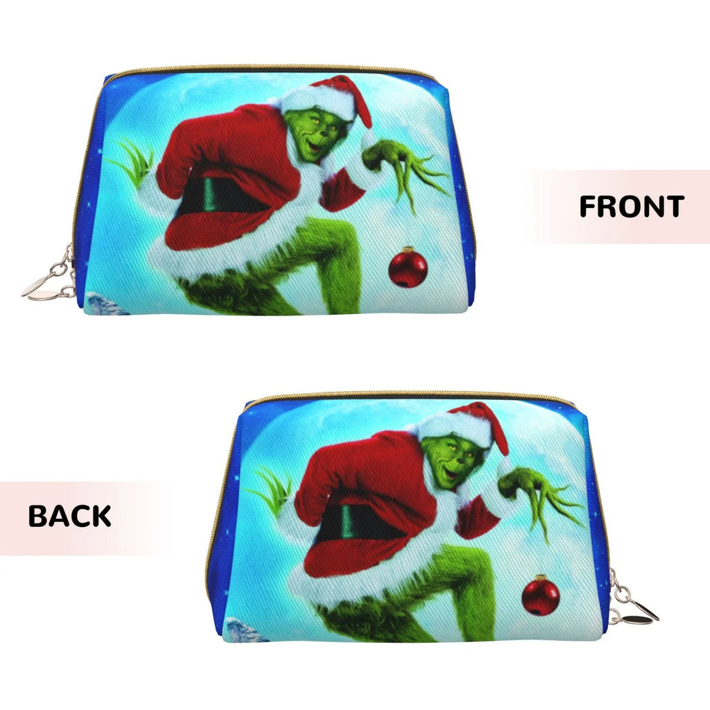 Pouch Grinch Makeup Cosmetic How Bag Storage Christmas Gift Stole The Bag Leather Organizer Portable Purse Travel Toiletry