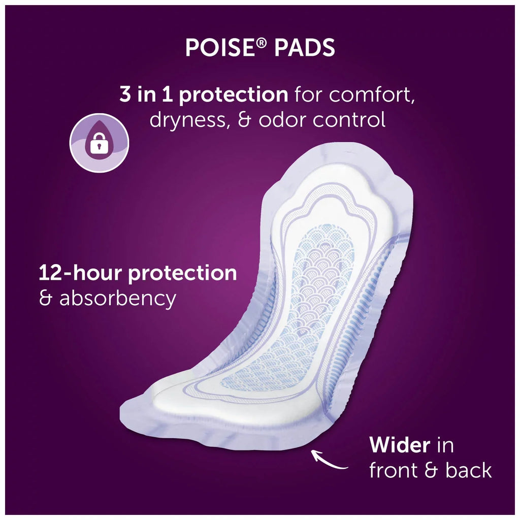 Pads Long, Absorbency, Women, Incontinence 42 for Maximum Poise Ct