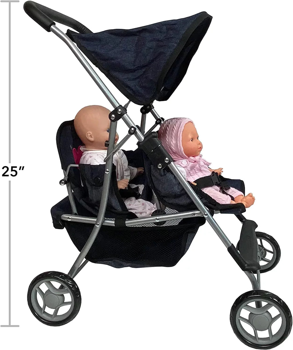 The Doll Toy York Stroller Collection Twin Doll Denim New Baby Doll Stroller
