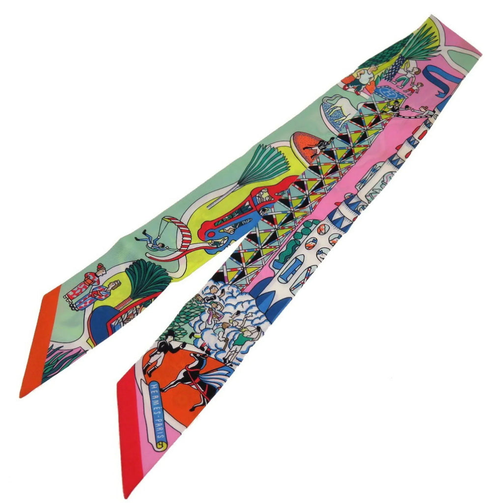 Rose (Fair) Exposition Pre-Owned Scarf Universelle Hermes Twilly Silk