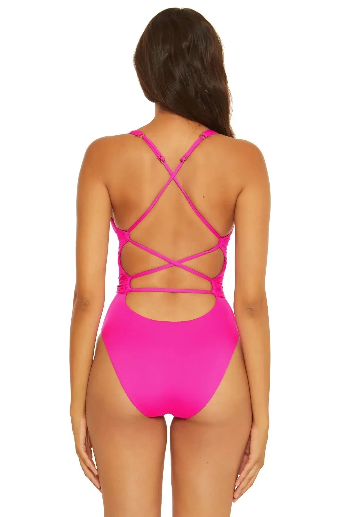 Santorini MD Belted Rebecca Virtue Kali Becca Pink One-Piece Flambe by