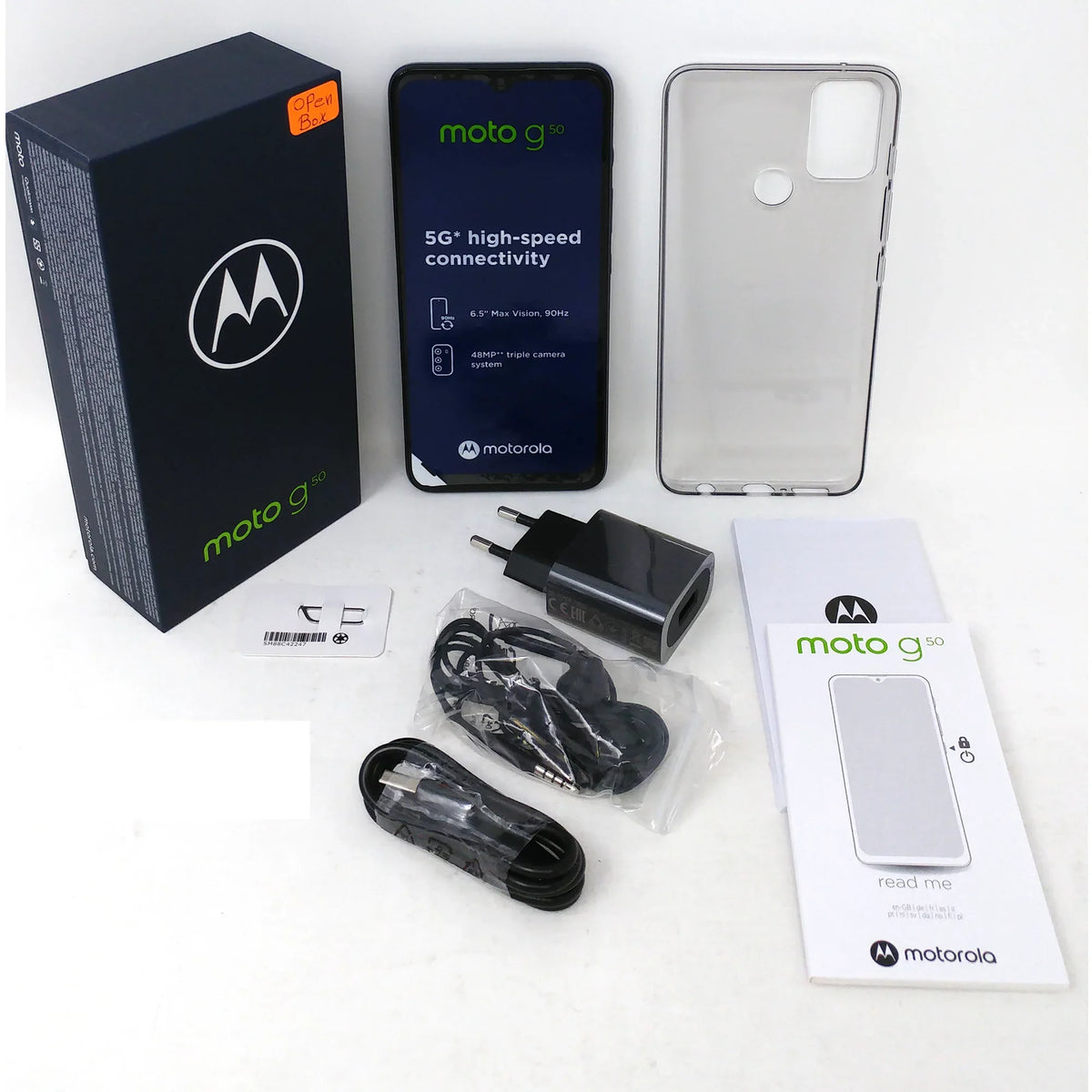 G50 6.5" XT2137-1 Steel Grey - - Dual Factory RAM Moto Unlocked 5G OB Motorola SIM Phone 4GB 128GB