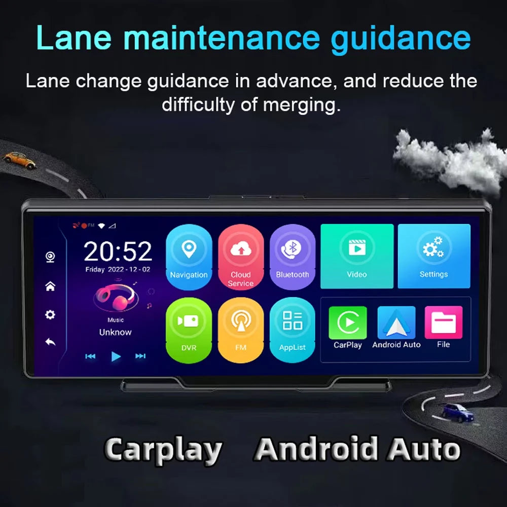 Car Camcorder Recorder 10.26in - Dash Lens Dual Car Degree Safety Experience Video Vision, Angle, Car Night Wide Navigation Cam: - and Multi-language Your DVR, GPS 170 Navigation Enhance