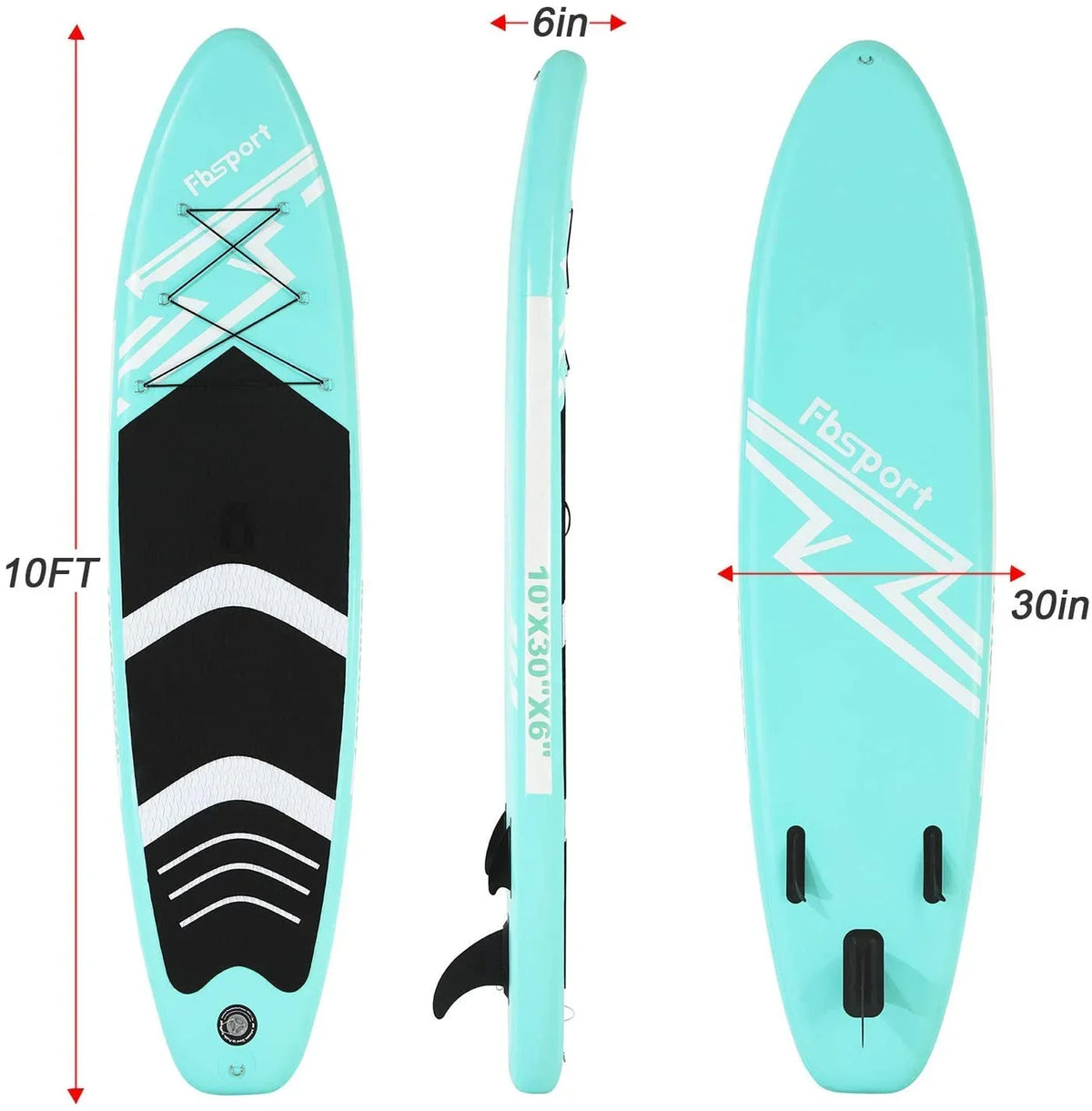 Paddle 10 Surf Stand Brushed Stance, Deck, Standing Bag, Green Ft. Carry and Inflatable FBsport Wide Control, with Thickening Complete Board up Boat, Accessories Non-Slip