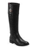 Zip-Up Padded Black Heel M 7 HILFIGER Block Gore Logo TOMMY Imina Riding Womens Boot Flex WC