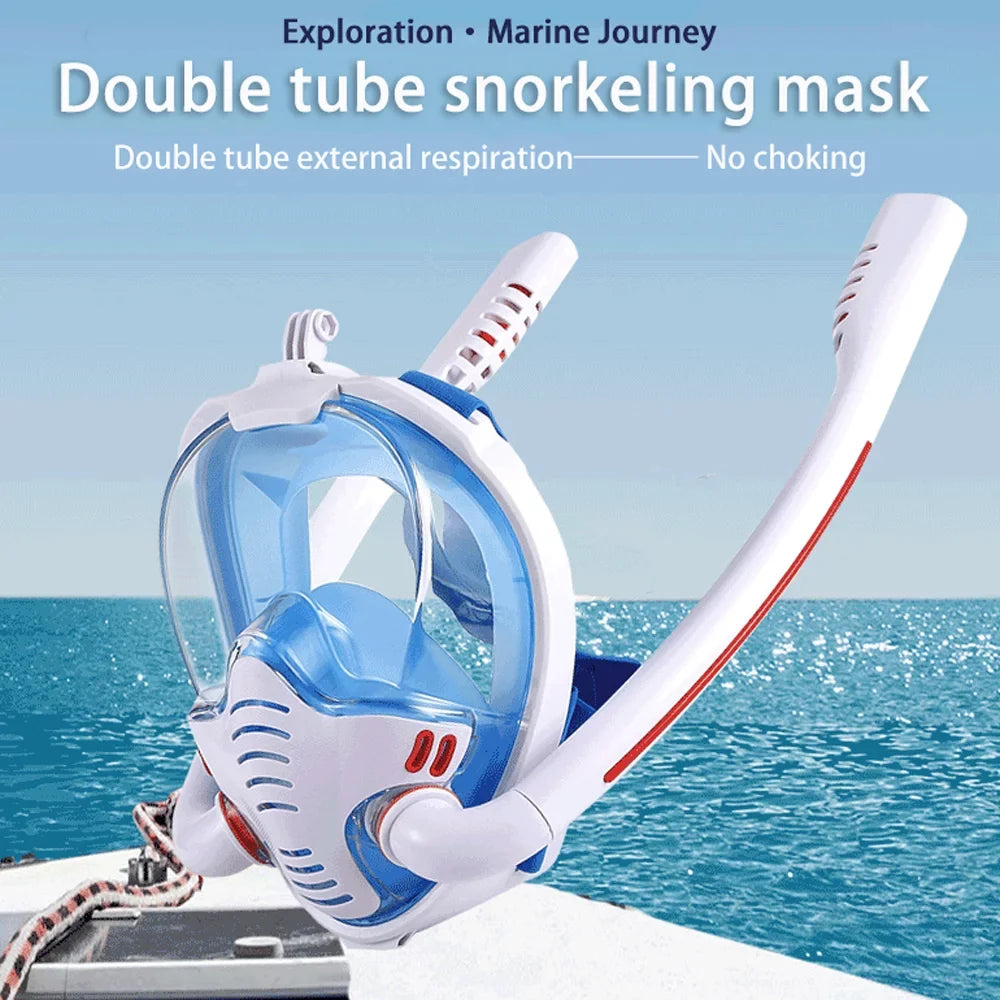 for Snorkeling Mask Silicone Full Snorkeling Diving Diving Tube Double Goggles Drying