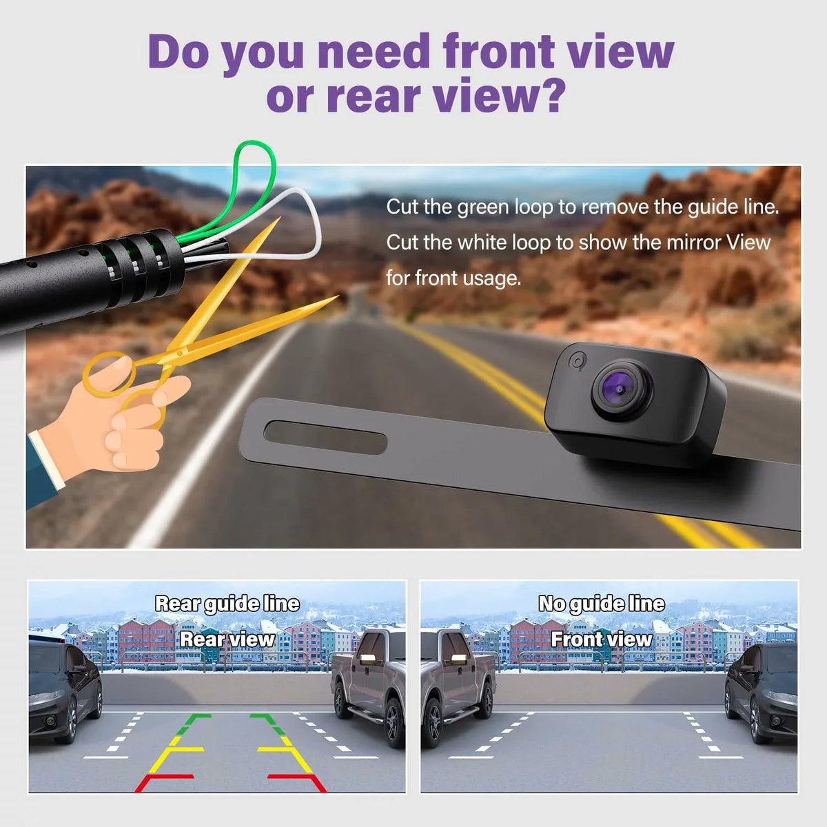 Camera ERT11 Backup Rear RV eRapta Camera Rear SUV Pickup Car Reverse Plate License Camera, HD for Front Truck View Van