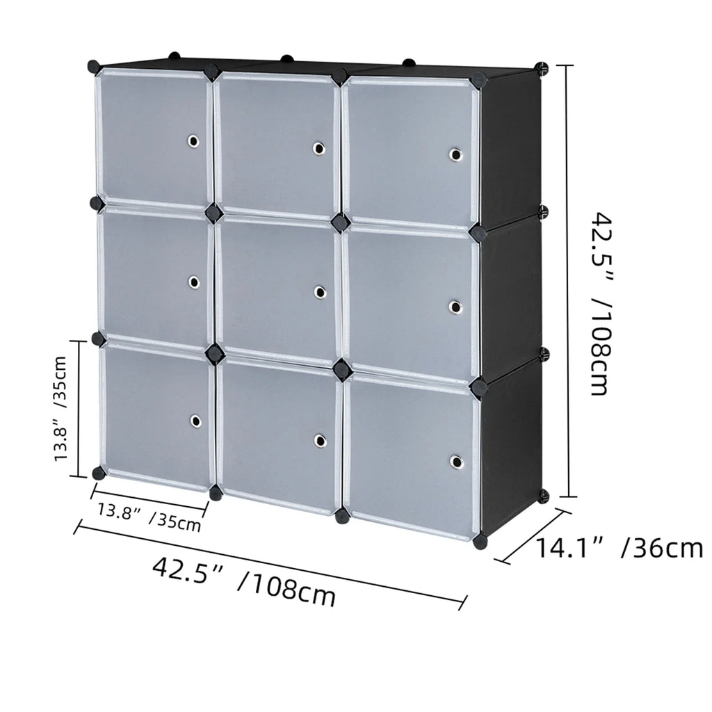 Cabinet, BMTBUY Units, Organizer DIY Closet Plastic Doors Shelf with Shelving Book Modular Storage 9-Cube