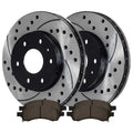 for Ceramic Buick Chevrolet Saturn Brake Pads Rotors AutoShack Limited Enclave Replacement Driver and Side GMC Black Drilled and Front 2009-2017 Passenger Acadia Kit Traverse Slotted 2008-2017 Outlook