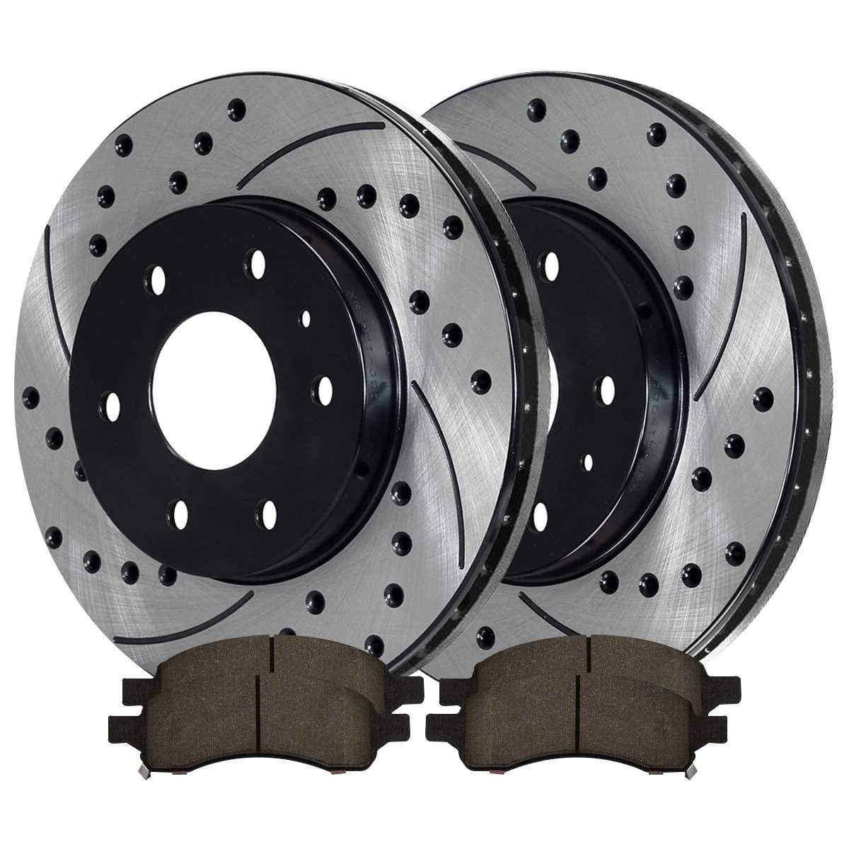 for Ceramic Buick Chevrolet Saturn Brake Pads Rotors AutoShack Limited Enclave Replacement Driver and Side GMC Black Drilled and Front 2009-2017 Passenger Acadia Kit Traverse Slotted 2008-2017 Outlook