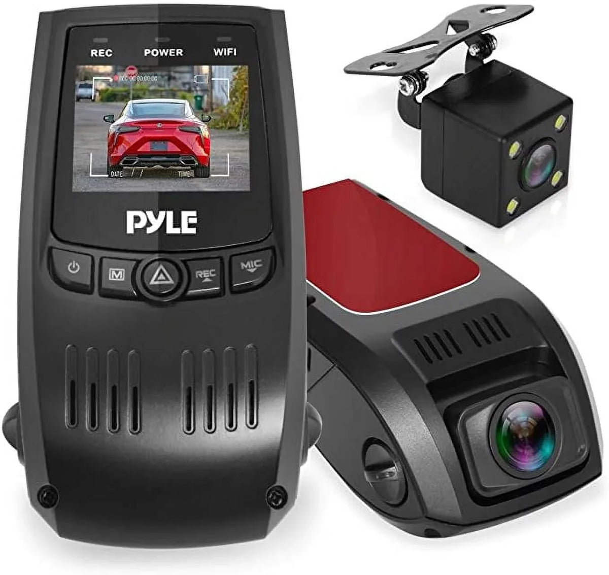 Screen View Dual Dash Rearview System Pyle Video Cam 1.5” Camera Recording Monitor DVR Digital Rear