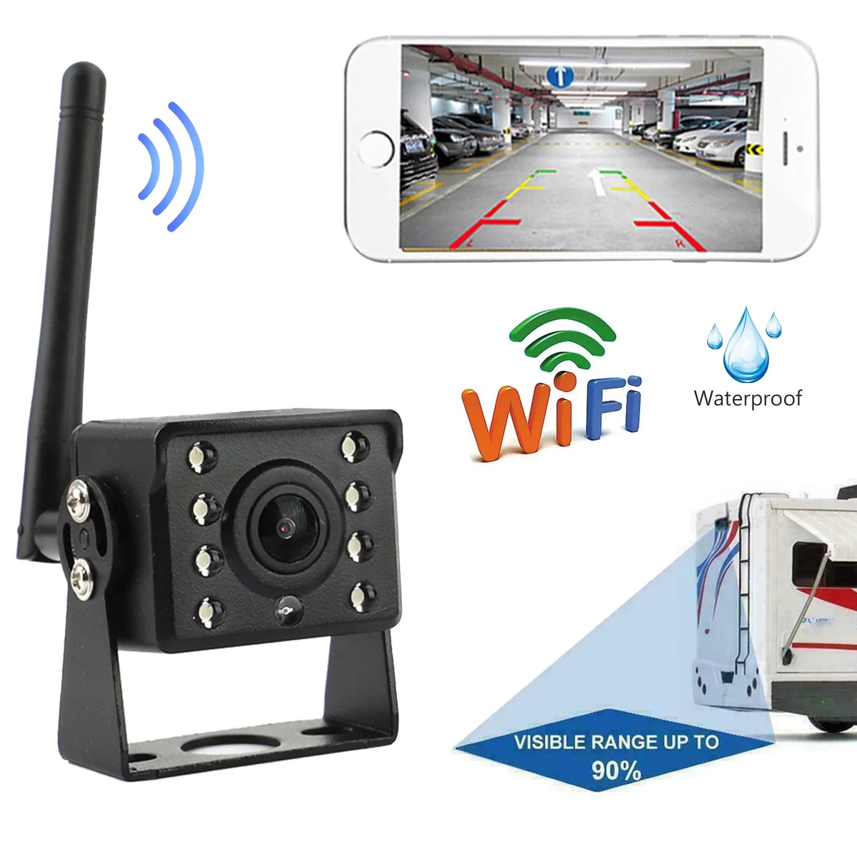 RV iOS WiFi Truck Android Camera Car Trailer View CCTV Wireless Backup For Rear