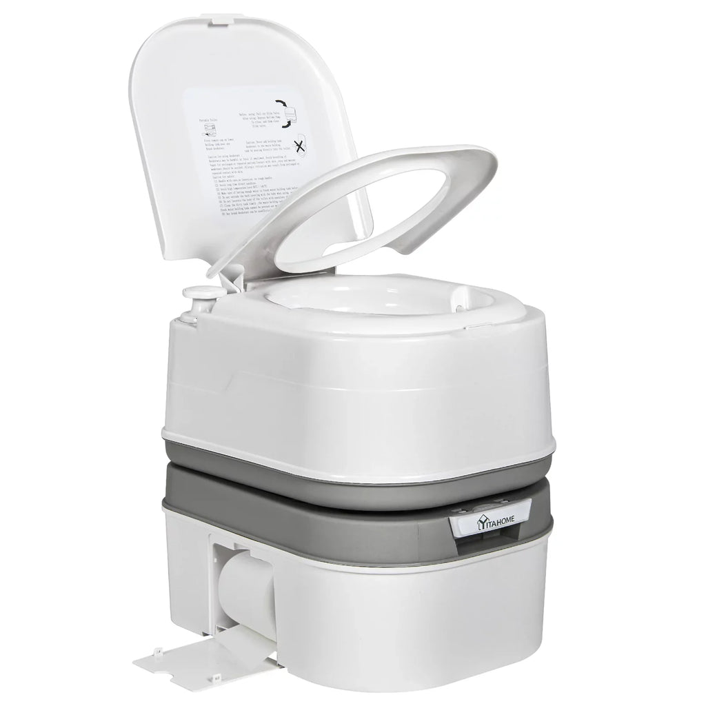 Rotating Porta with Portable Toilet, Outdoor Toilet DWVO Gallon Indicator, Spout Camping RV Potty RV Level , 6.34