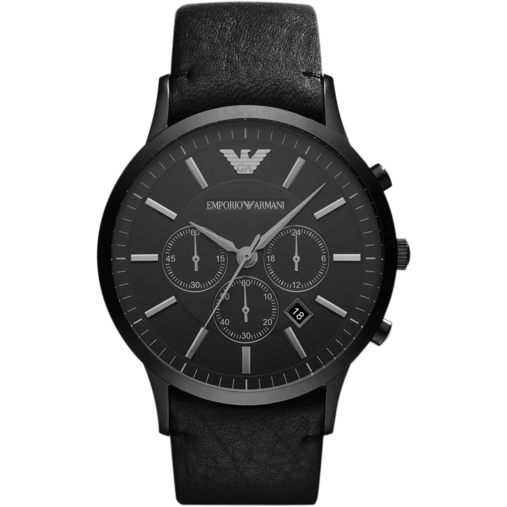 dress emporio black armani watch ar2461 leather men's