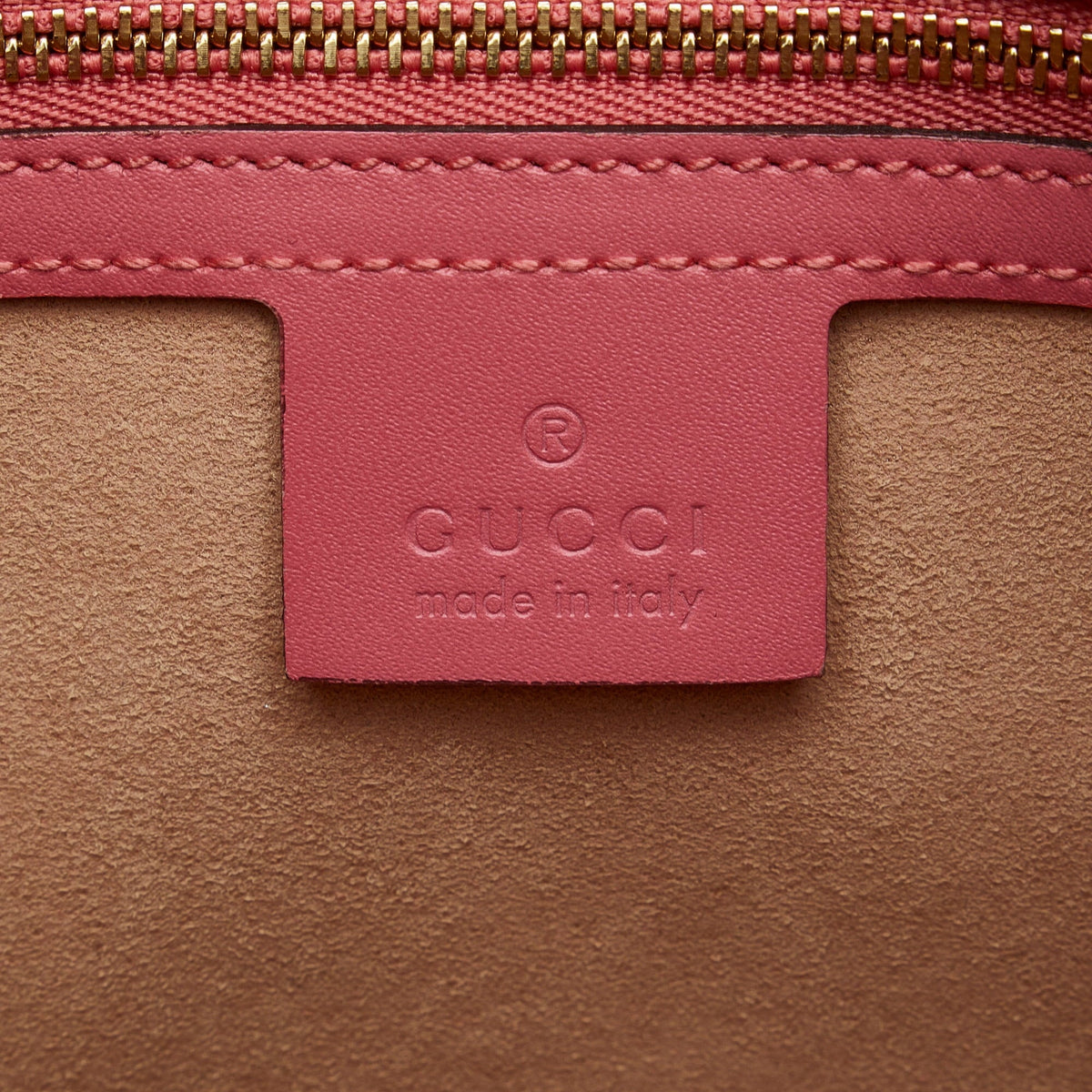 Calf Leather Authenticated Guccissima Pre-Owned (New Pink Defects) Unisex Satchel with