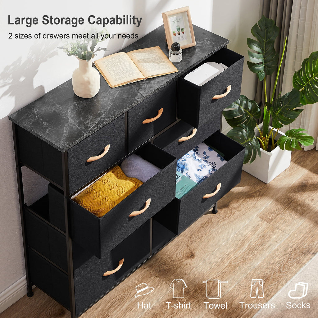Top, Easy-to-Pull Organizer Closet, Steel 9-Drawer Grey) Living Furniture Tower Dresser, Sturdy Storage Fabric Hallway, Bedroom, Frame, for Room, Bins(Black Bigroof Fabric Cabinet, Wooden