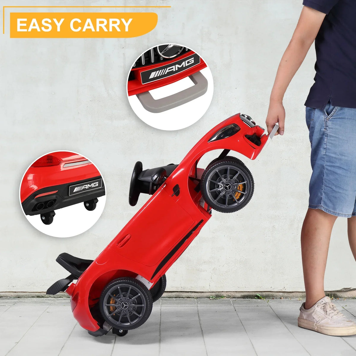 Car! Sports Dual -Benz Sports Drive Experience our of 26.9 realistic - thrill LEADZM Car Red - - 12V the 4.5Ah driving