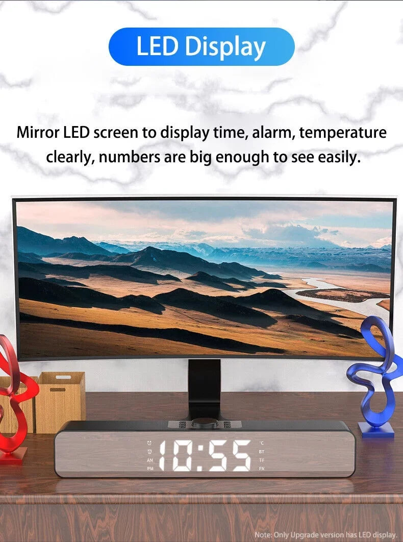 G·PEH Mirror Screen TV Wireless LED Speaker Bluetooth Bar Sound Home Subwoofer Theater(Black)