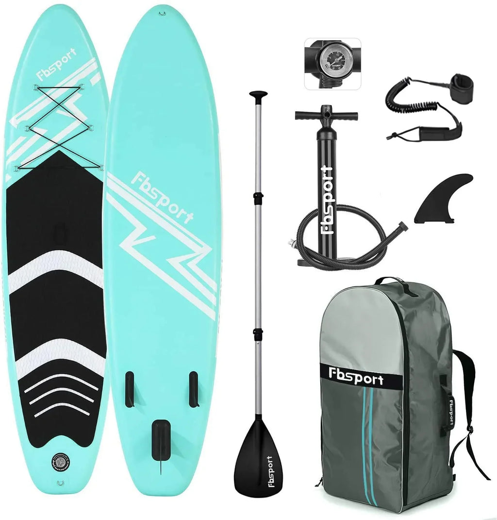 Paddle 10 Surf Stand Brushed Stance, Deck, Standing Bag, Green Ft. Carry and Inflatable FBsport Wide Control, with Thickening Complete Board up Boat, Accessories Non-Slip