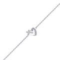 Link Cross wristband Rolo Silver and 925 for Women Auriga Heart Zirconia Sterling Cubic