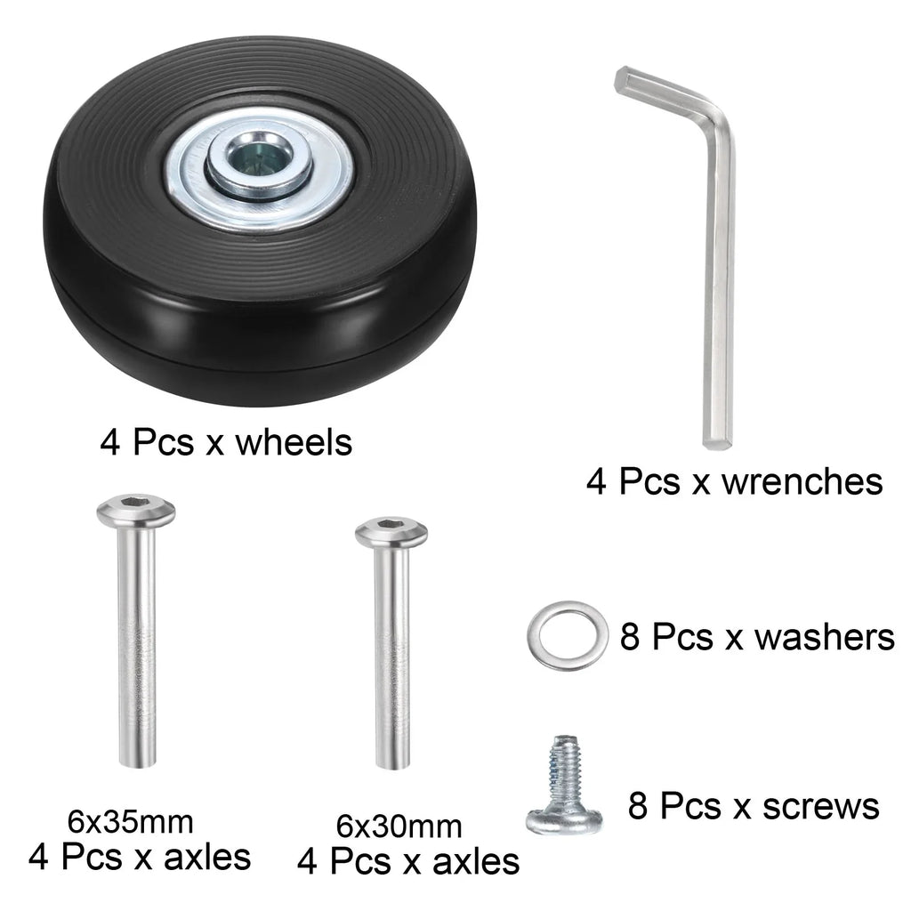 Wheels Replacement x 17 0.7" 2 Set x Suitcase, mm/2" Luggage for Uxcell 51 Black,