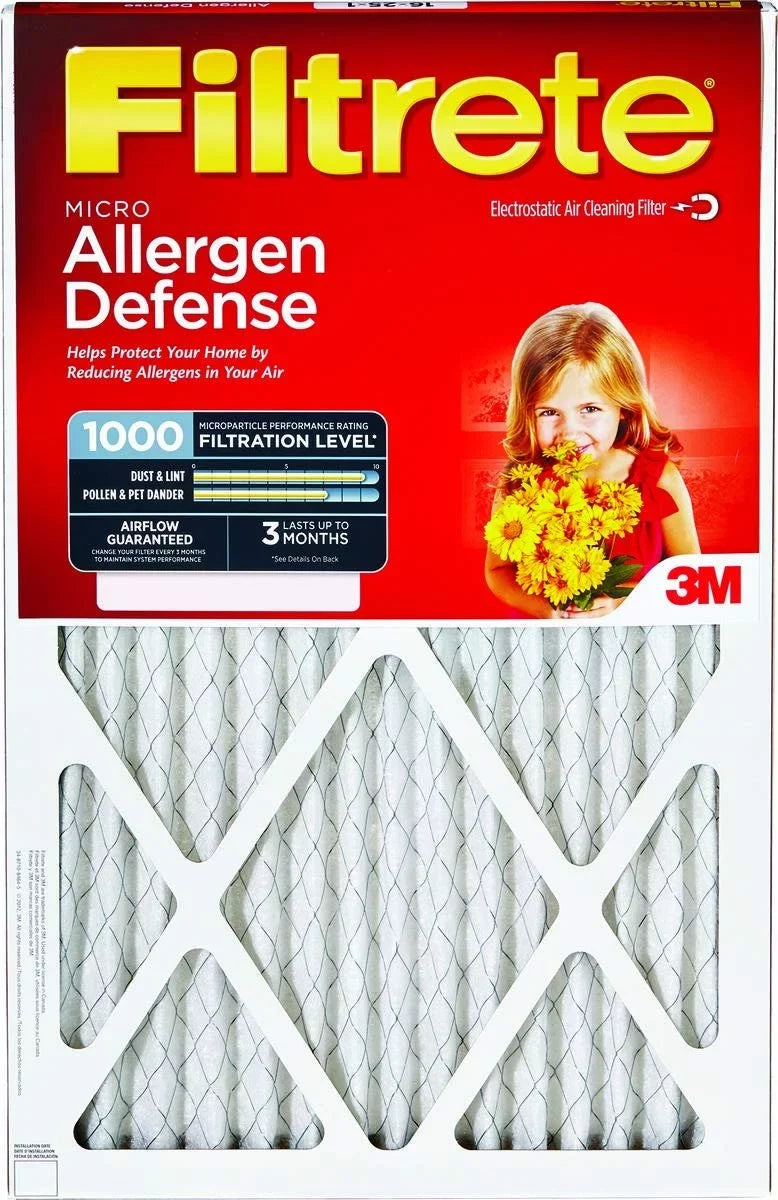 D 1" W Micro [Set 3M 20" Allergen Air of Filter x 6] Reduction Size: Filtrete H x 20"