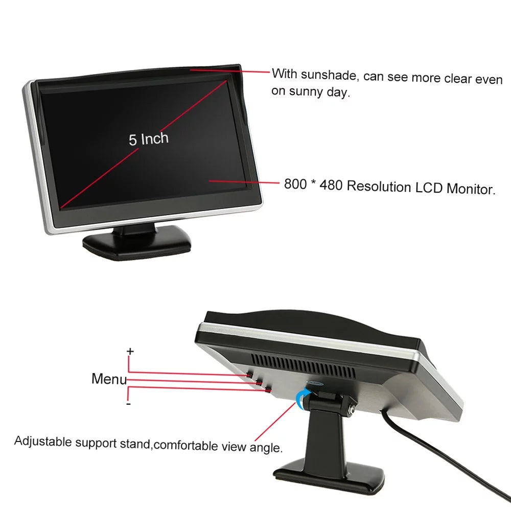 View System Car Rear with Camera Parking for Display Inch TFT and - Assistance 5 LCD Safe Reverse Parking Backup Monitor