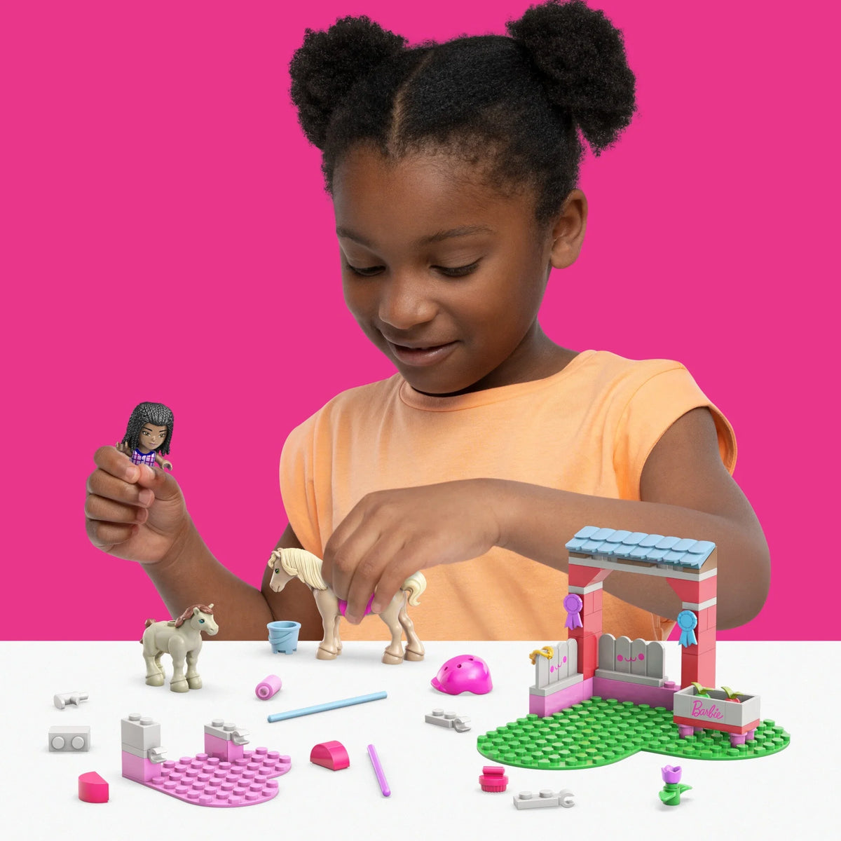 Building Barbie Horses MEGA Jumping with Pieces) and 1 (73 Kit Horse Micro-Doll Toy