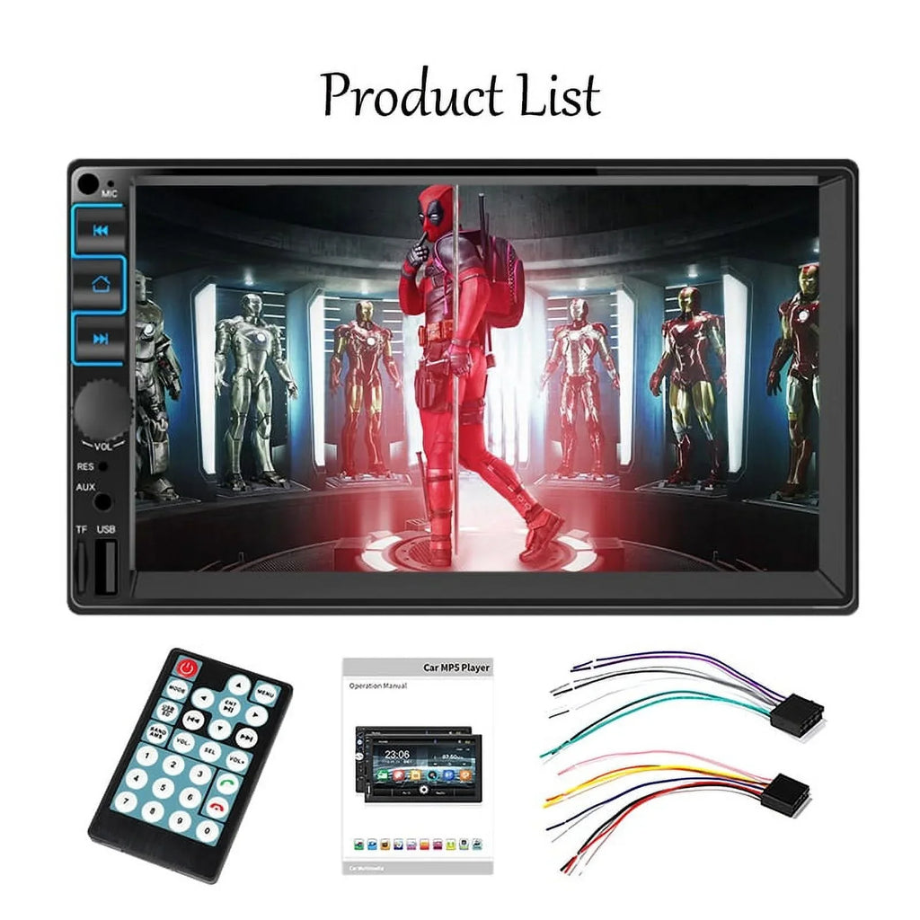Stereo Link, Touch Car Radio Screen Microphone, , 2 Android Support Display, Bluetooth, Mirror 7'' GPS, Auto Receiver Carplay Din