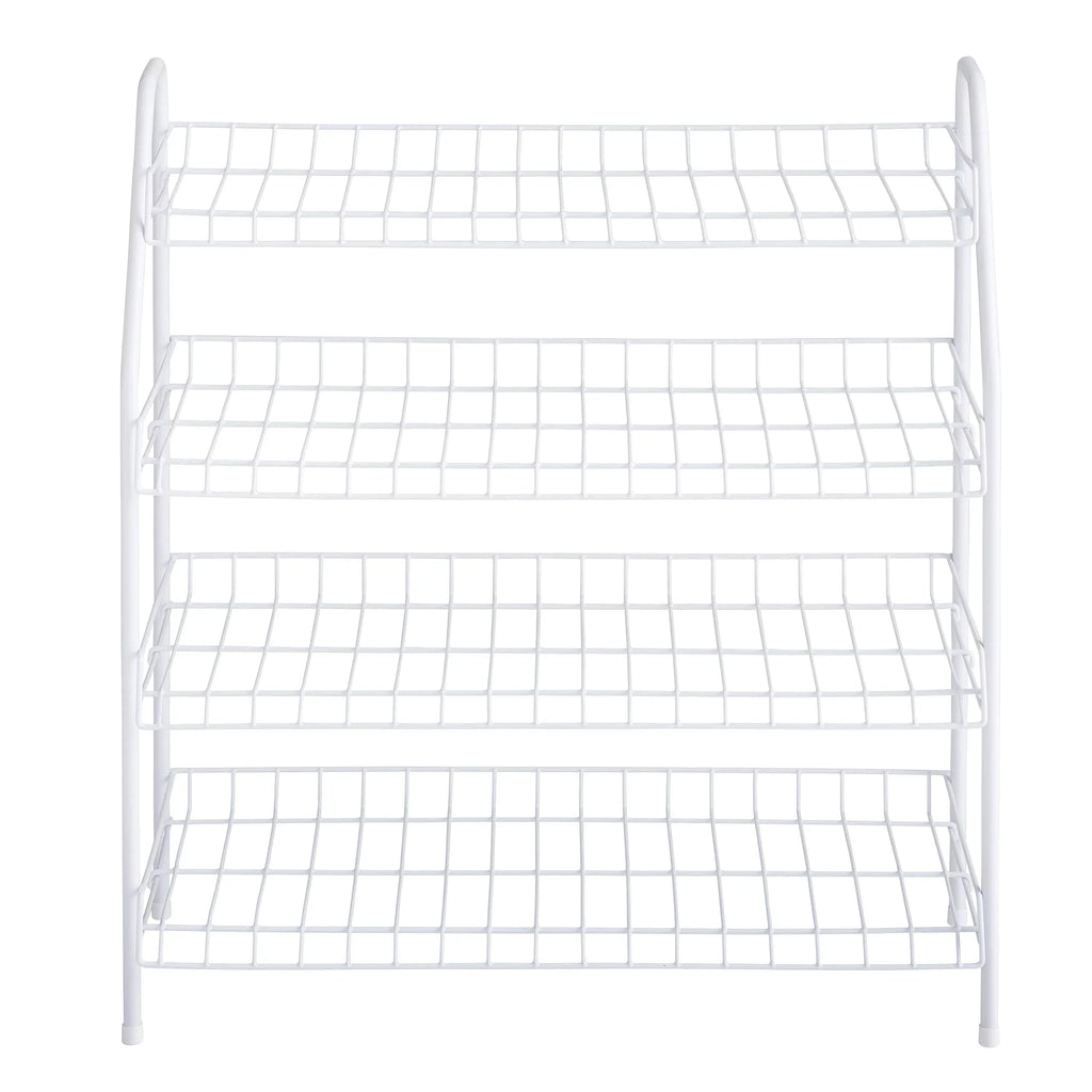 Rack Rubbermaid Freestanding Shelf 4-Tier Organizer, Wire and White Shoe
