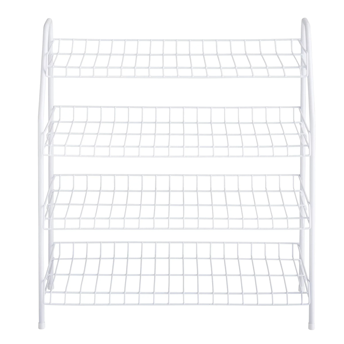 Rack Rubbermaid Freestanding Shelf 4-Tier Organizer, Wire and White Shoe