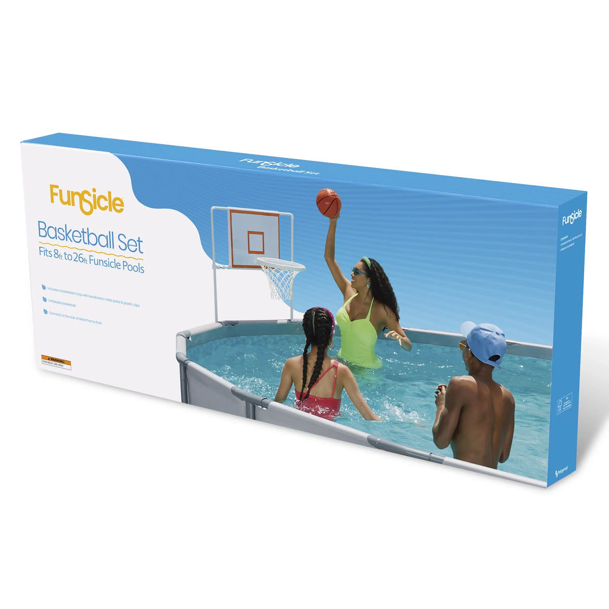 Frame BasketballPool Funsicle for & Hoop with Unisex Adults, Swimming Pools, Game Backboard Rim, Set,