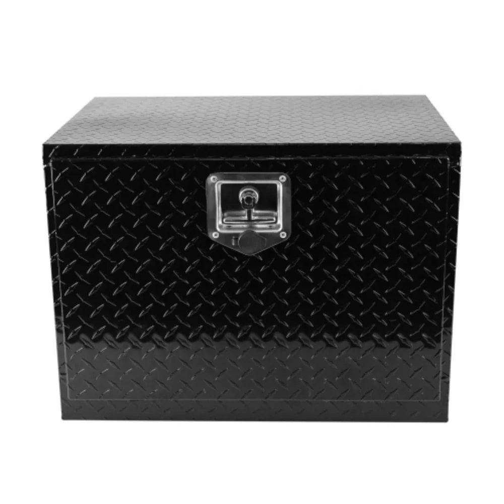 Aluminum box + Square 24"(24.2"×17.1"×17.9") + Black Plated Up Stripes RV 24 Square Organizer Tool Black Inch Waterproof and Box Toolbox Keys with Trailer Bed + Storage Truck Pick Lock Aluminum -