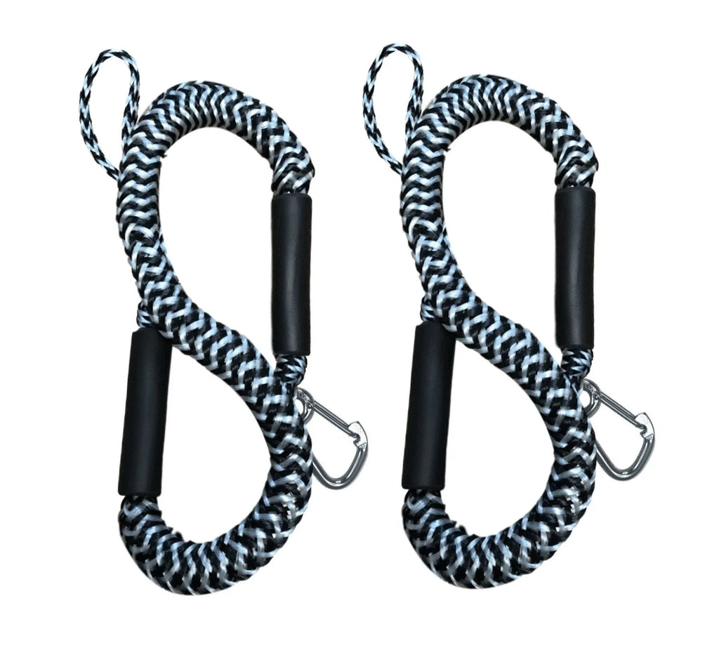 Fresh & and Salt Line Pack Water Boat SS316 Bungee (Black Ski Snap White) Hook with Jet Kayak Pontoon Rope 4'-5.5' 2 Pactrade Use Dock Mooring Marine PWC