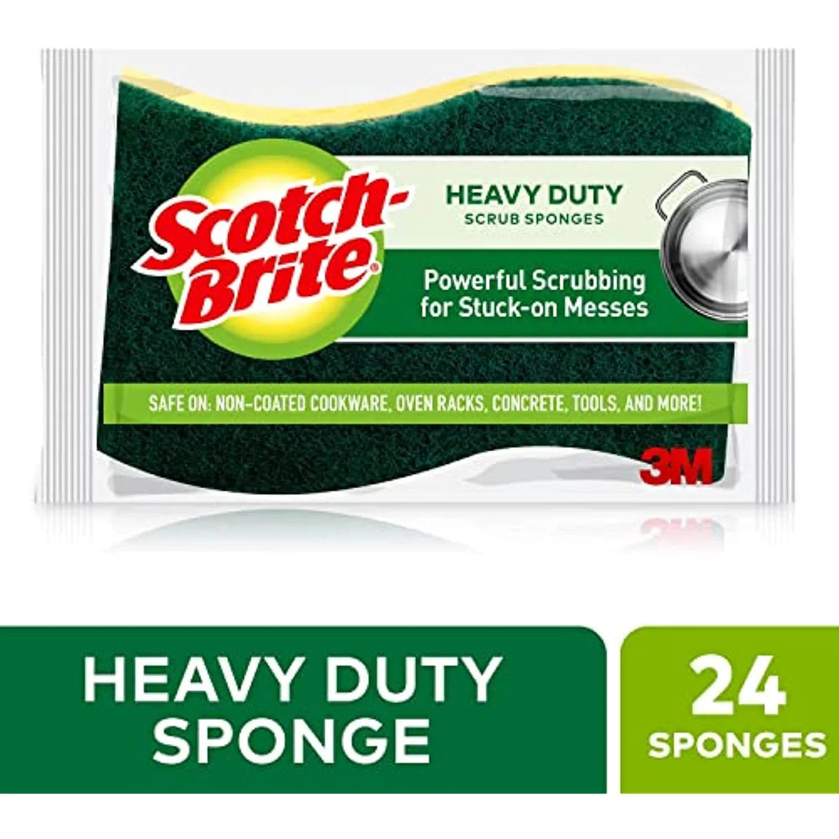 Sponges, Up Scrub Of Stands Duty Count, Scotch-Brite Grime, Stuck-On 24 Green, Pack Heavy 8 To