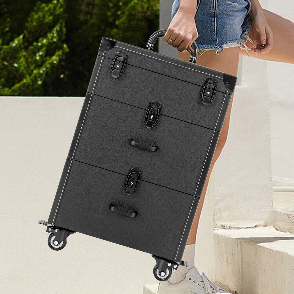 Luggage Case Miumaeov Storage Nail Polish Organizer Box Cosmetic Professional Train Rolling Makeup Trolley