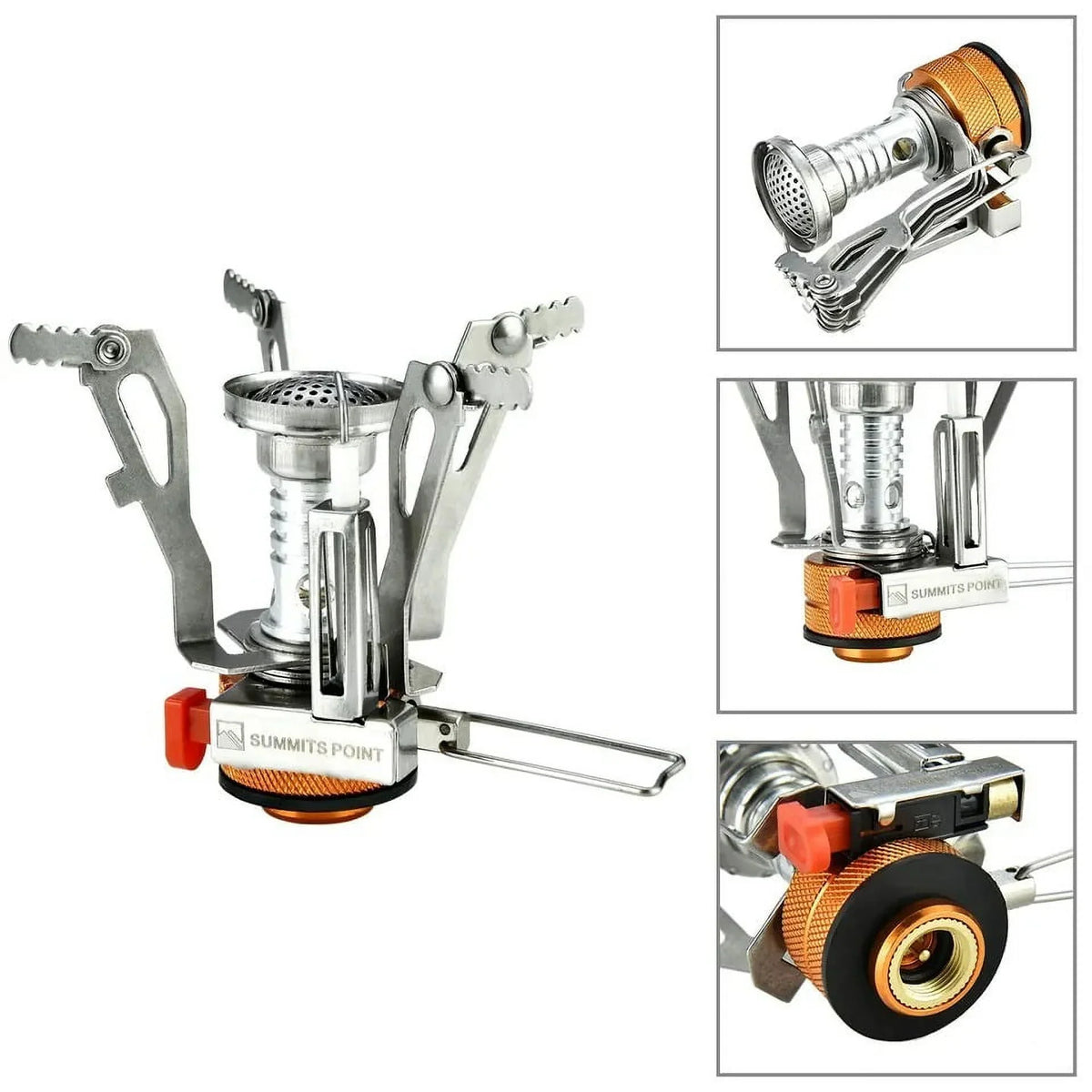 Stove with 2 Camping Backpacking Adjustable Piezo Ignition Stoves Valve Portable