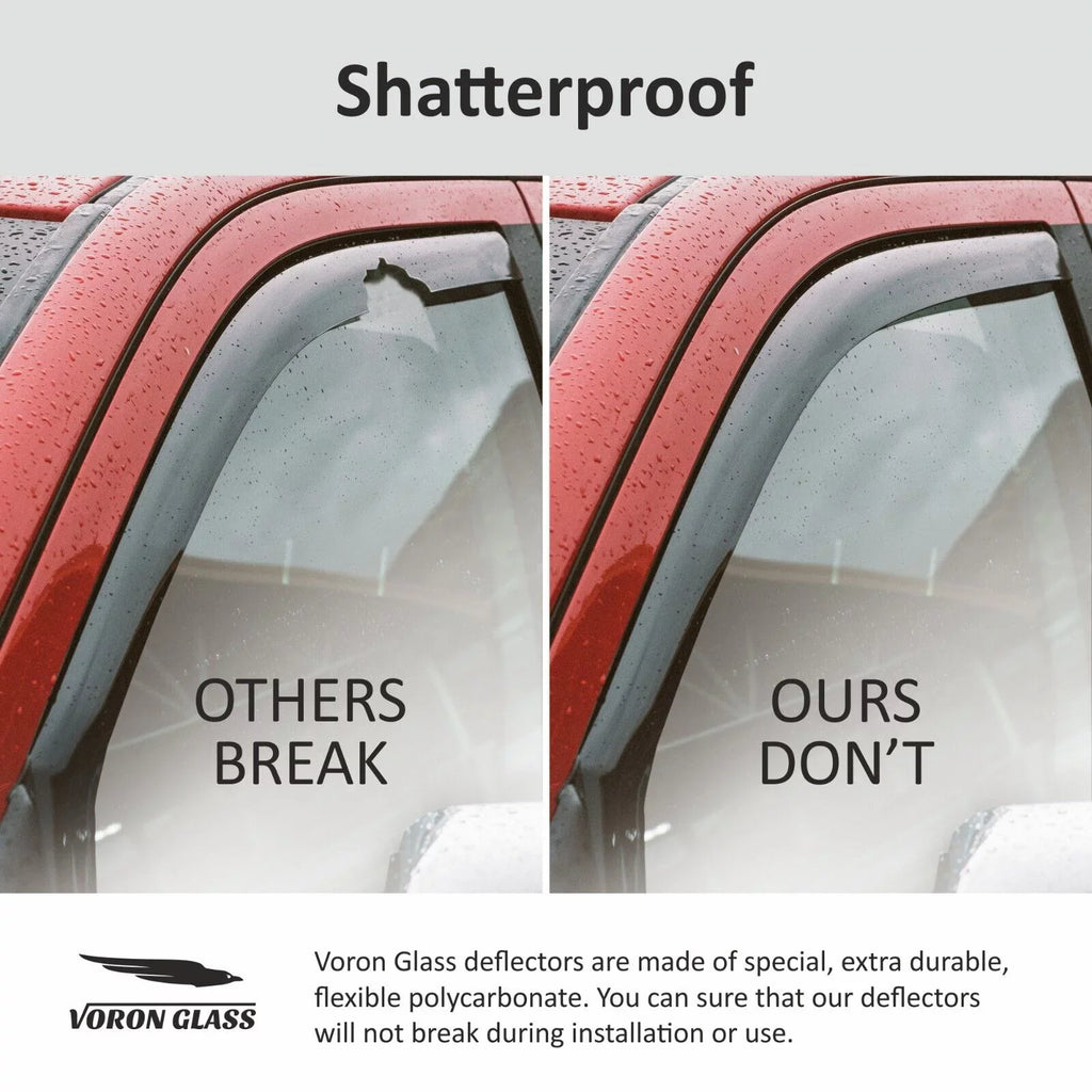 Hyundai 2019-2024, 200473 Voron Window - Visors, Extra Glass Guards Window Pieces Santa Durable Rain for 4 Fe in-Channel Deflectors, Vent