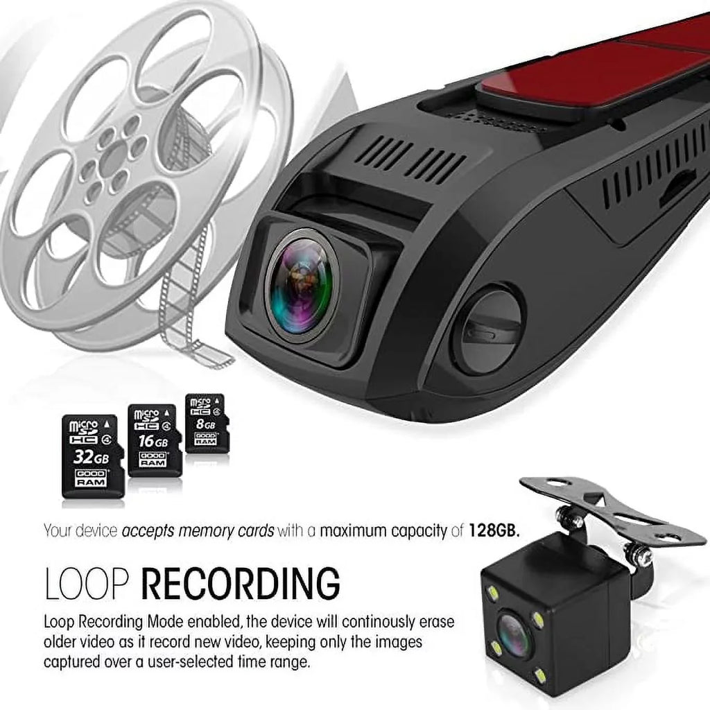 Screen View Dual Dash Rearview System Pyle Video Cam 1.5” Camera Recording Monitor DVR Digital Rear
