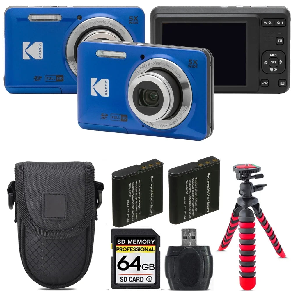 Camera FZ55 +Tripod PIXPRO Extra Digital Case + Battery + Kodak Kit -64GB (Blue)