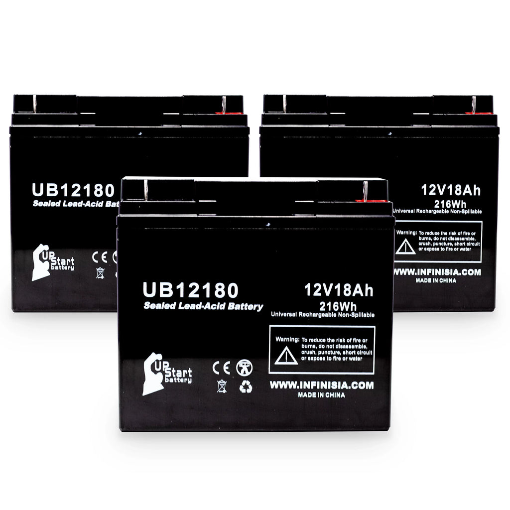 Acid (12V, Terminal, Pack OF CSB T4 Battery - Universal Battery Lead BATTERY Replacement SLA) 18Ah, 18000mAh, Compatible UB12180 - 3x AGM, GP12170 Sealed AMERICA