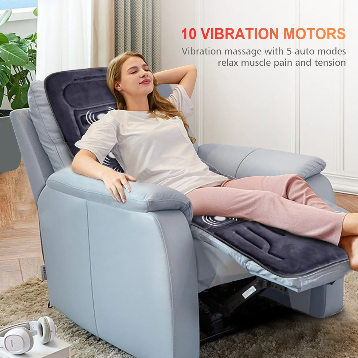 with Pad 2 Heating Seat Vibration Therapy Full Cushion Massage Body Comfier 10 Heat Massager pad Mat & with Motors Chair